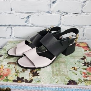 Miista Purple and Black Color Block Sandals